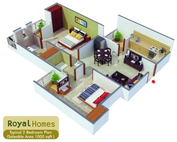 Design for 1000 sq.ft house