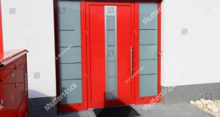 Contemporary house design red front door