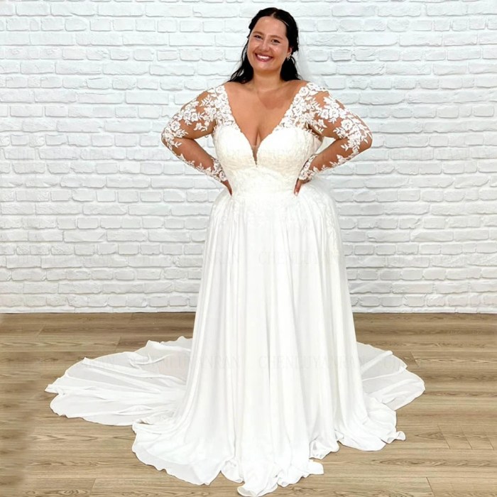 Chiffon wedding dress plus size