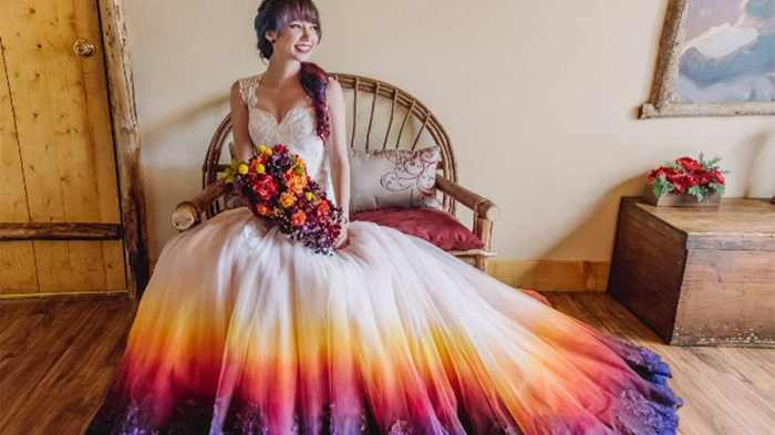 Bright colored wedding dresses