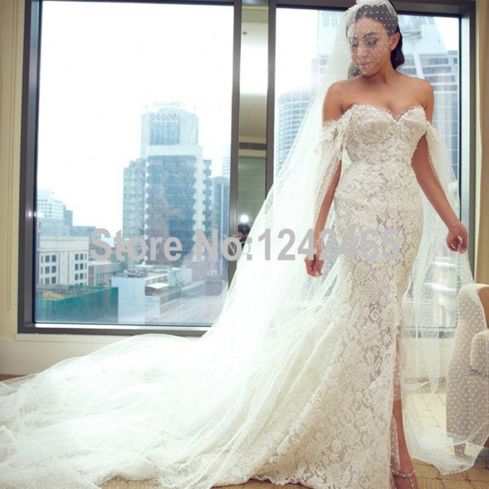 Front slit wedding dress